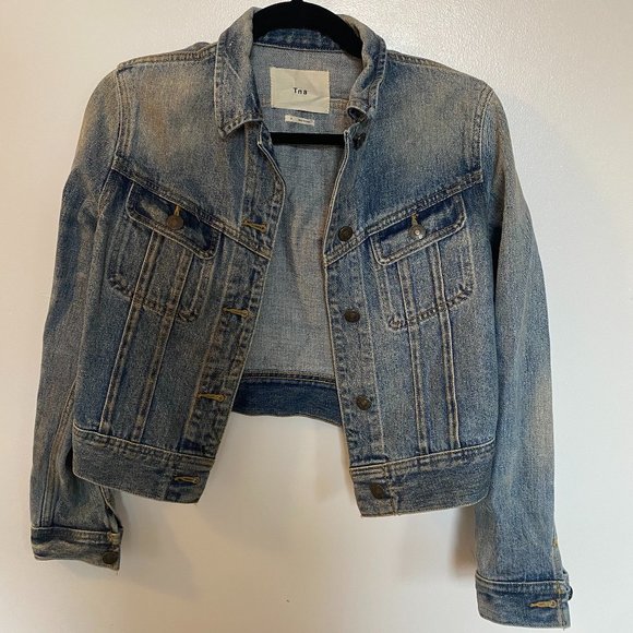 NWOT TNA Cropped Denim Jean Jacket S - Picture 1 of 5